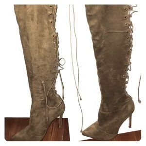 Long up to knee olive green boots